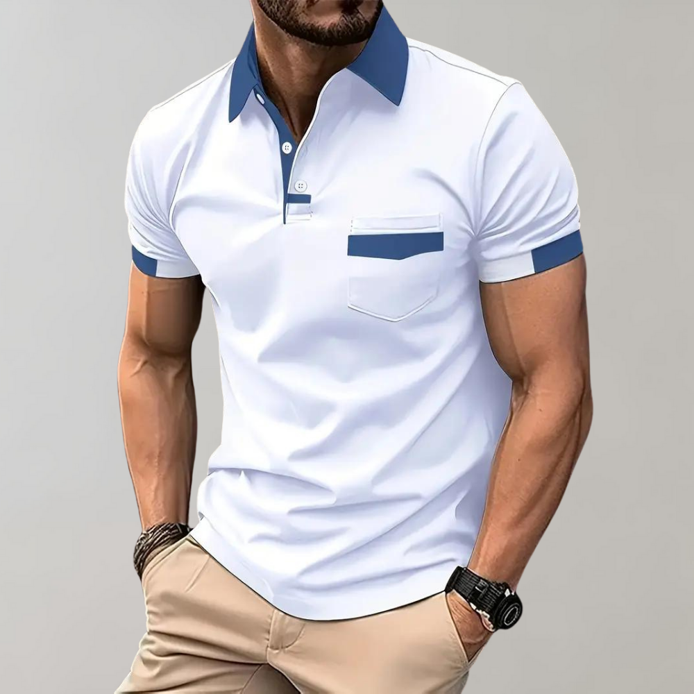 Men's classic breathable polo shirt in gray, ideal short sleeve polyester top for summer casual wear