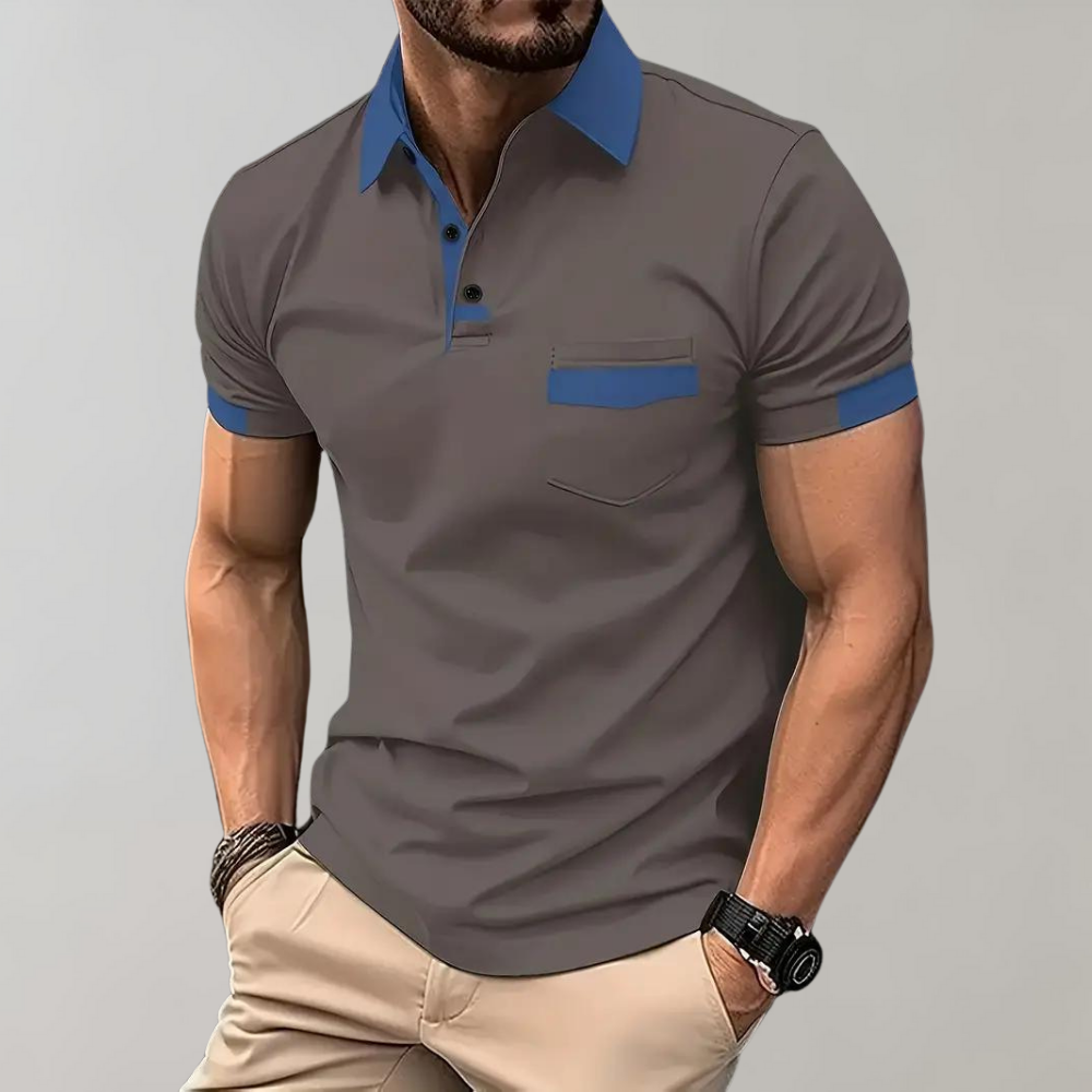 Men's new classic short sleeve polo shirt in white, breathable polyester, ideal for summer casual