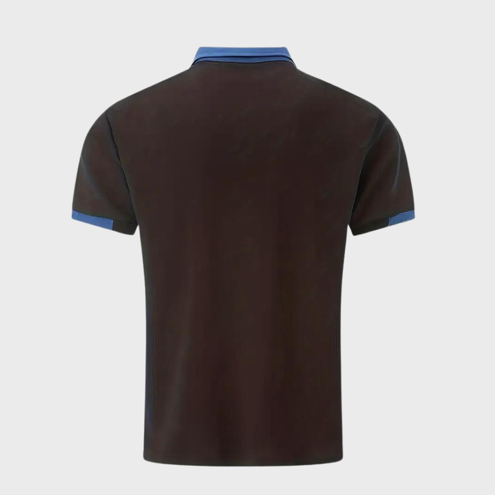 Stack of men's breathable classic polo shirts in various colors, polyester, short sleeve, summer
