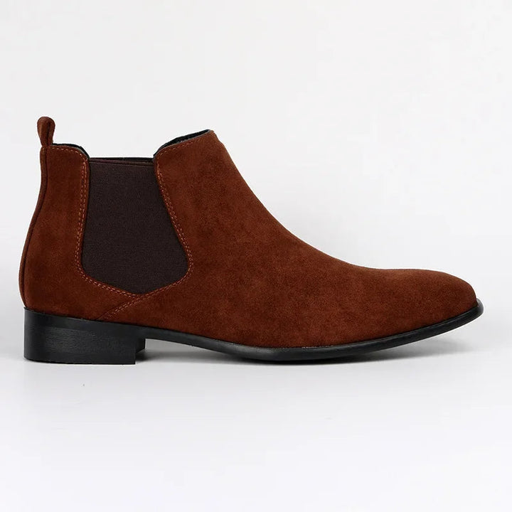 Stylish men's black suede Chelsea boots, versatile casual footwear with durable sole