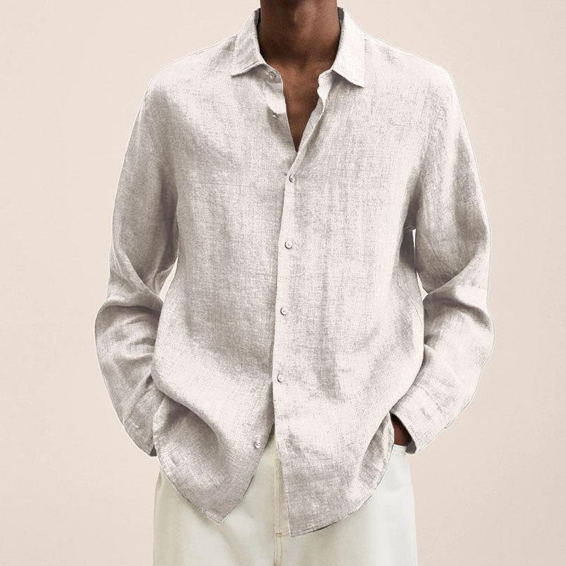 Breathable blue men's button down long sleeve casual shirt, a versatile addition to any wardrobe.