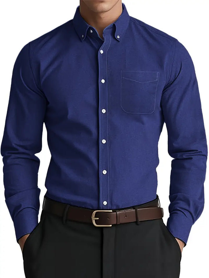 Stylish men's long sleeve button-down shirt, ideal for everyday wear, offering a comfortable classic fit.