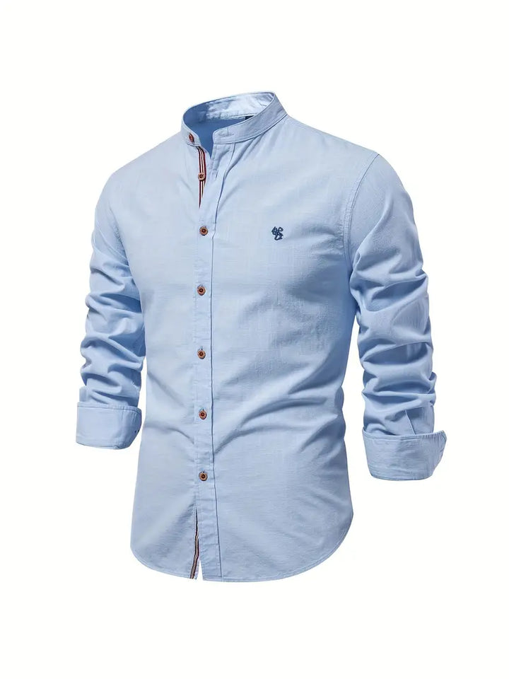 Comfortable men's button-up shirt, long sleeve, offering timeless style for any casual or smart occasion.