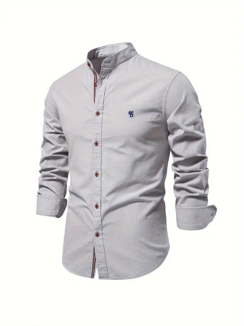 Timeless men's classic button shirt, long sleeve, offering everyday comfort and refined smart casual style.