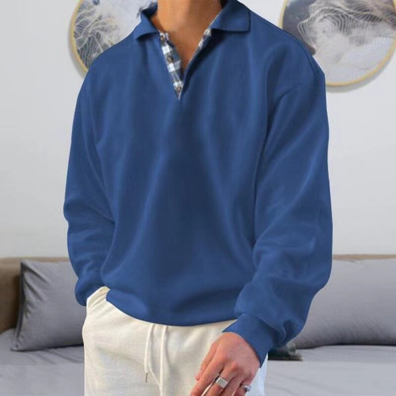 Versatile men's pullover sweater with a classic fit, offering comfort for any autumn or winter occasion.