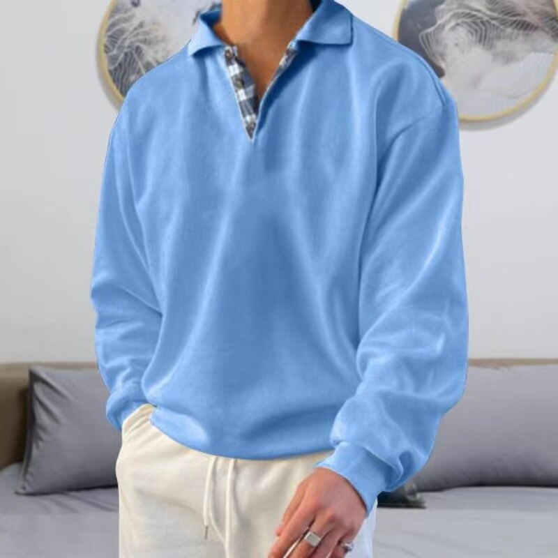 Classic knit men's long sleeve sweater, offering comfort & timeless style for autumn & winter outfits.