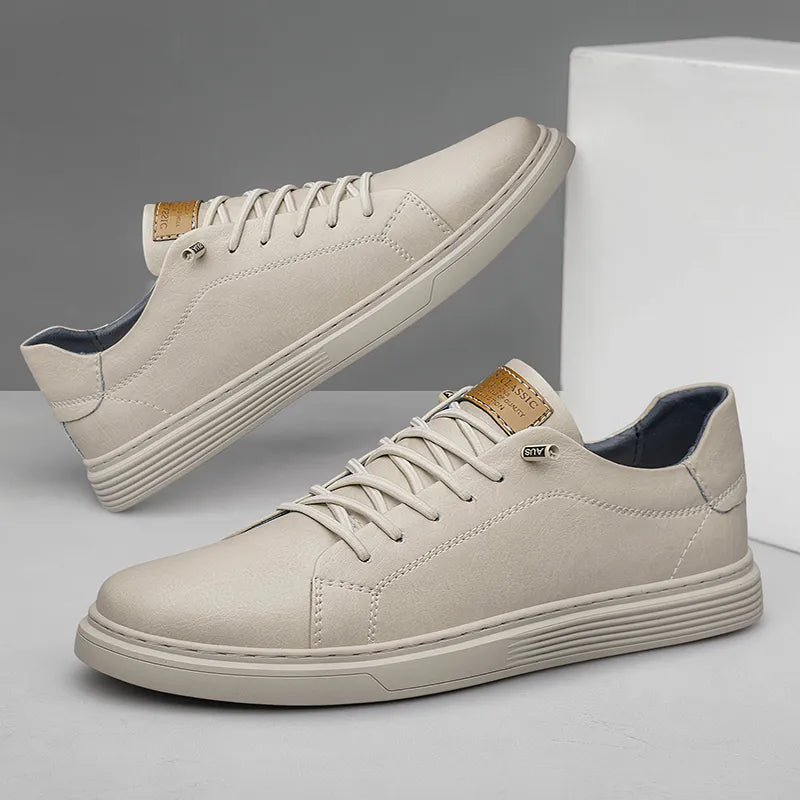 Men's Classic Comfort Sneakers in a neutral color, perfect for everyday casual wear, offering stylish support.