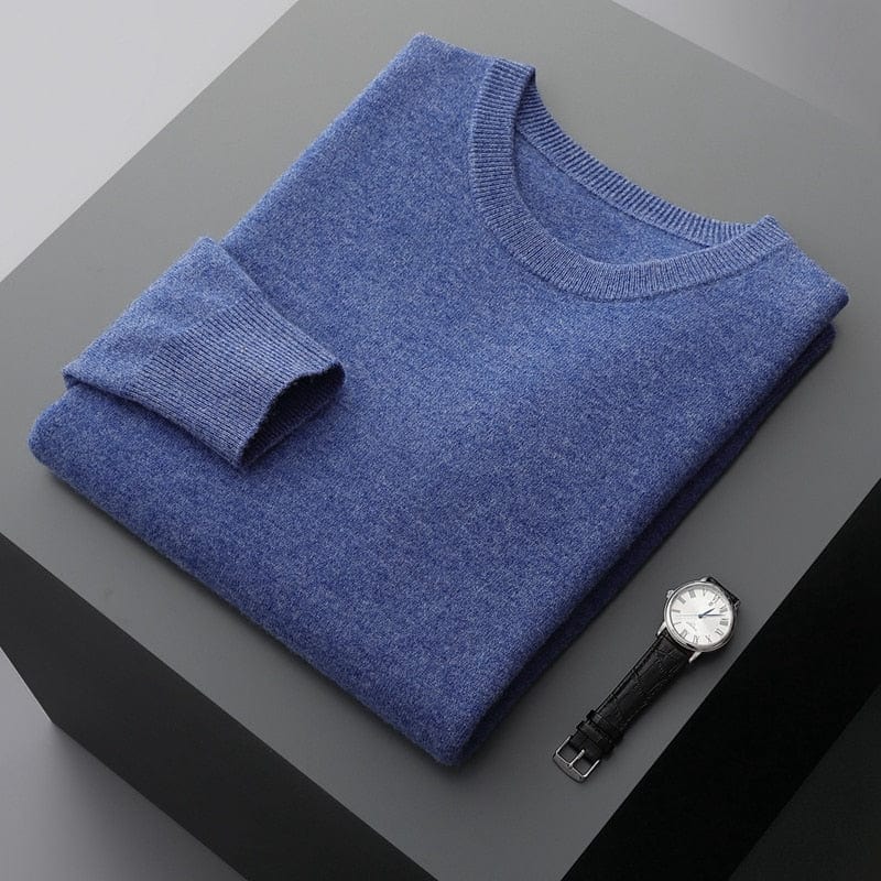 Men's classic crew neck pullover sweater in dark gray, perfect for versatile autumn and winter fashion.