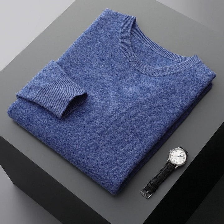 Men's classic crew neck pullover sweater in dark gray, perfect for versatile autumn and winter fashion.