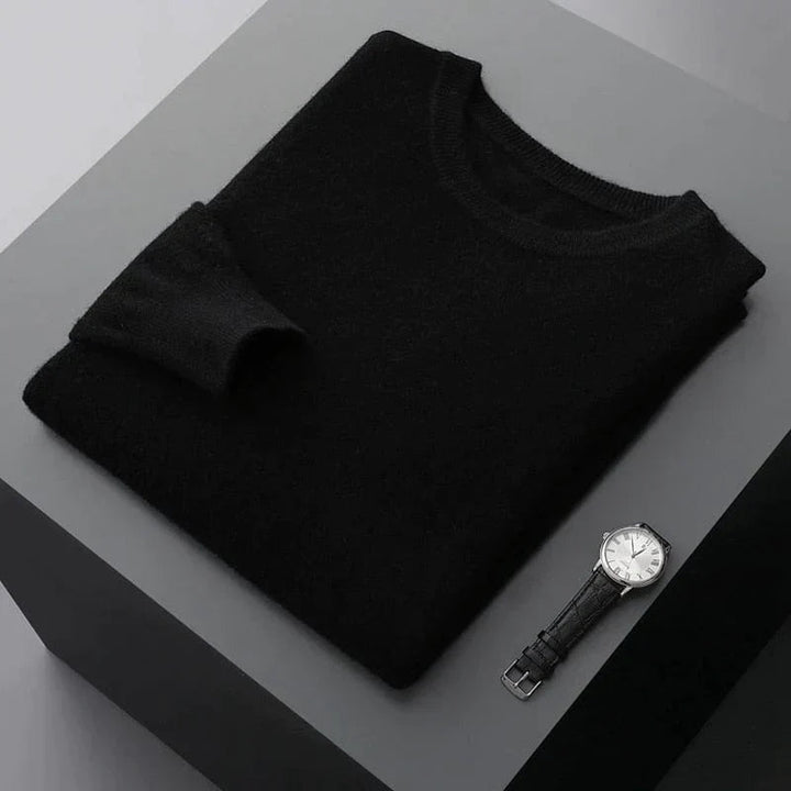 Stylish white men's classic long sleeve crew neck sweater, a versatile addition to any wardrobe.