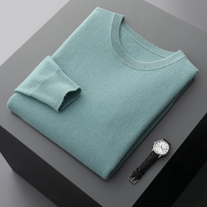 Men's casual long sleeve pullover sweater in Burgundy, designed for comfort and autumn fashion.