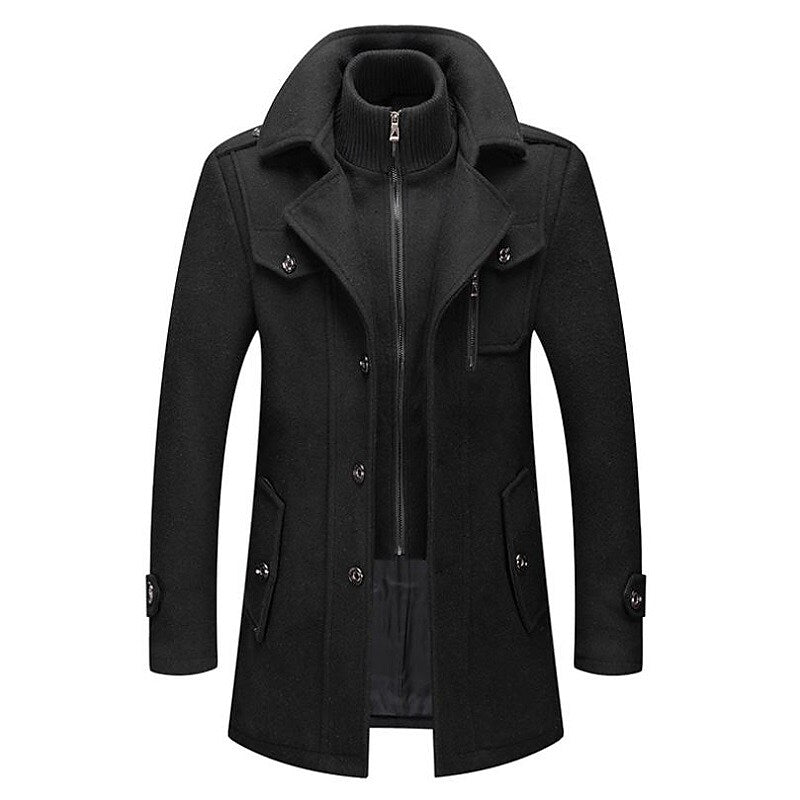 Elegant men's classic pea coat, a versatile double-breasted winter jacket for formal or casual wear.