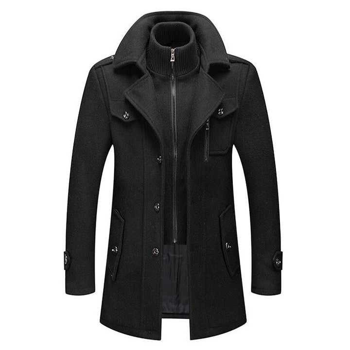Elegant men's classic pea coat, a versatile double-breasted winter jacket for formal or casual wear.