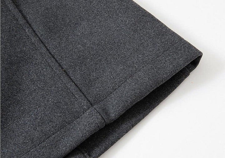Men's double-breasted pea coat, warm winter overcoat, classic button-front outerwear for men.