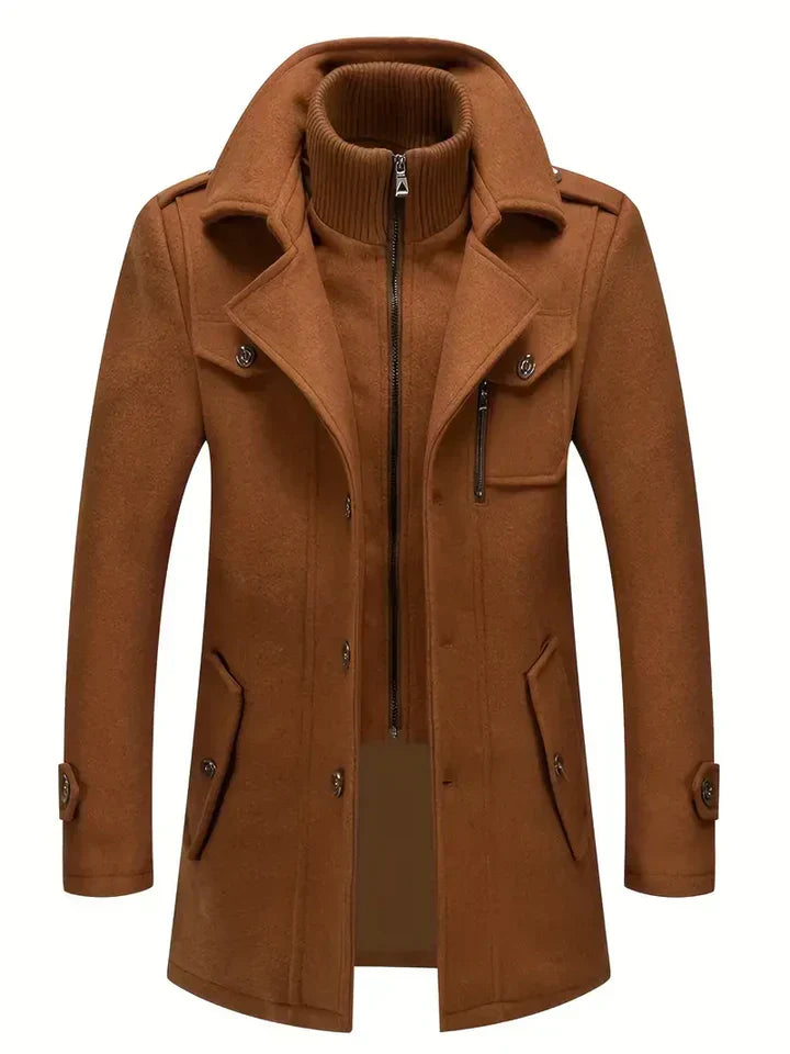 Elegant men's double-breasted pea coat, a classic style winter jacket designed for ultimate warmth & comfort.