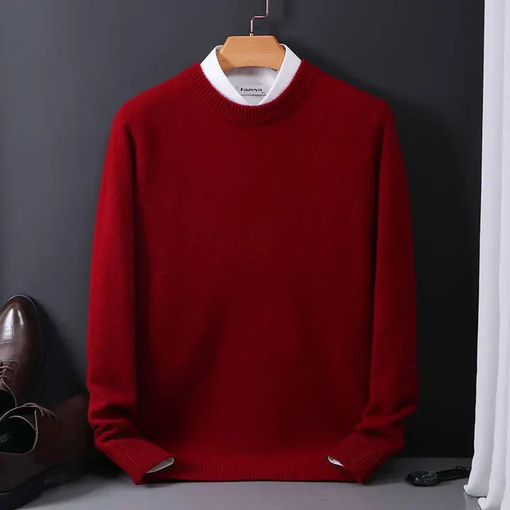 Men's apparel: a black classic fine wool-blend pullover sweater, ideal for smart casual looks.