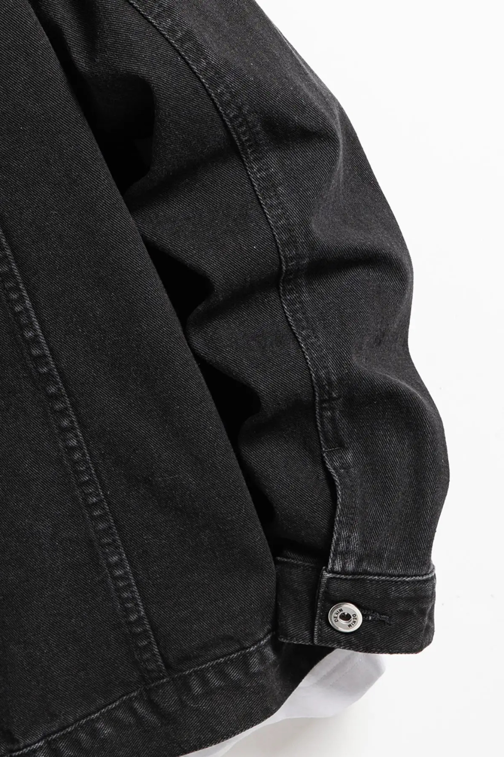 High-quality black denim classic fit men's jacket. Button-up, durable and stylish for everyday casual fashion.