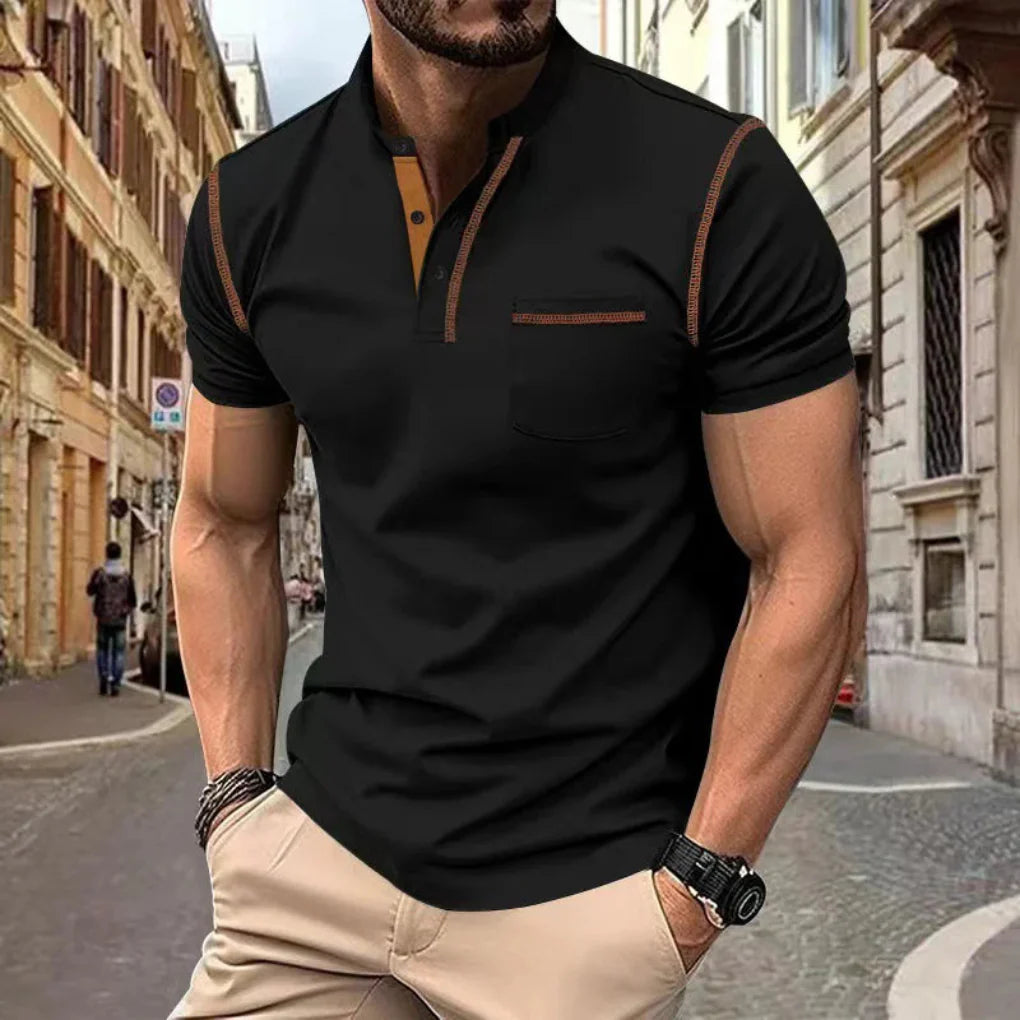 Men's classic fit short sleeve polo shirt in navy, ideal for casual wear and mens fashion.