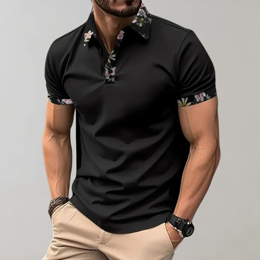 Versatile men's classic fit polo shirt with button placket, ideal for casual everyday wear or summer golf.