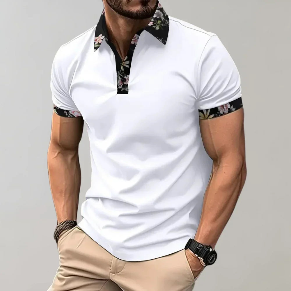 Comfortable short sleeve men's polo in a classic fit, suitable for casual outings, summer, or smart casual style.