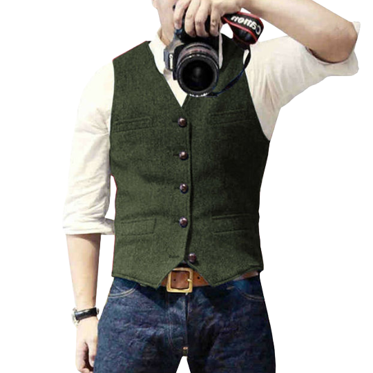 Comfortable fit men's gilet, a timeless waistcoat in charcoal, ideal for layering and adding smart style.