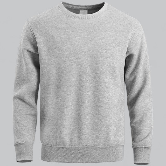 Men's classic grey crew neck basic sweatshirt, ideal for comfortable casual everyday wear.