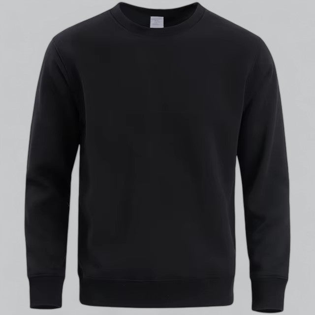 Versatile black men's crew neck sweatshirt, perfect for everyday casual fashion.