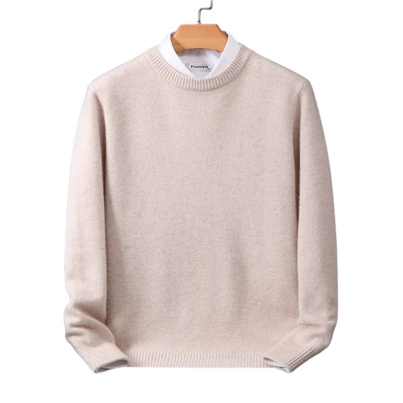 Comfortable men's crew neck sweater, soft knit pullover for casual wear. Classic long sleeve design, ideal everyday.