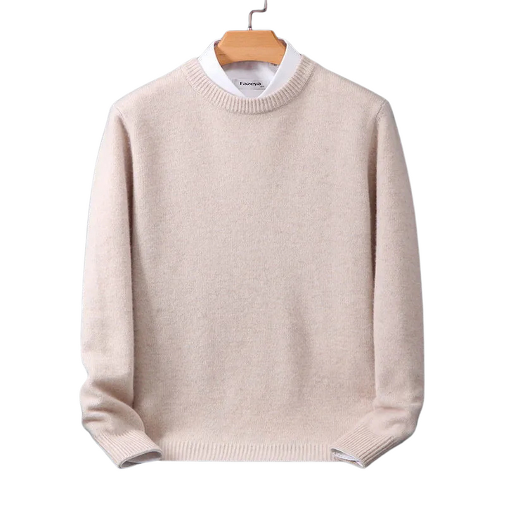 Comfortable men's crew neck sweater, soft knit pullover for casual wear. Classic long sleeve design, ideal everyday.