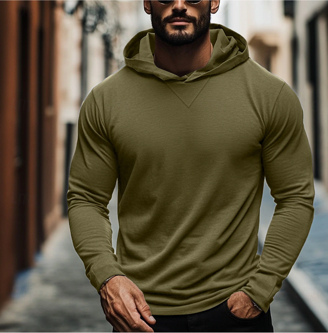 Folded men's classic pullover hoodie, ready for versatile everyday wear and ultimate comfort.