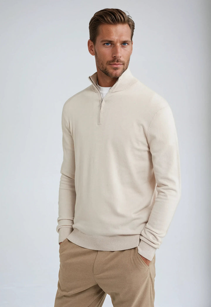 Stylish men's half-zip pullover sweatshirt, great for layering in fall and winter.