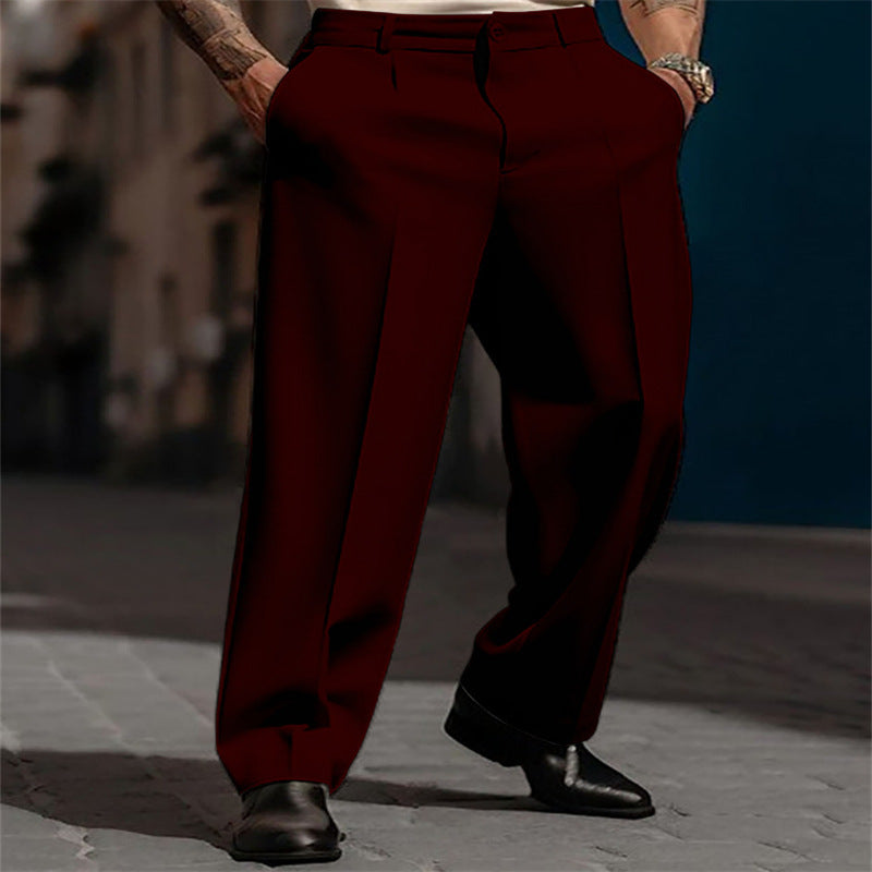 Professional men's classic wide leg suit pants, high waist. Timeless formal wear for a refined look.