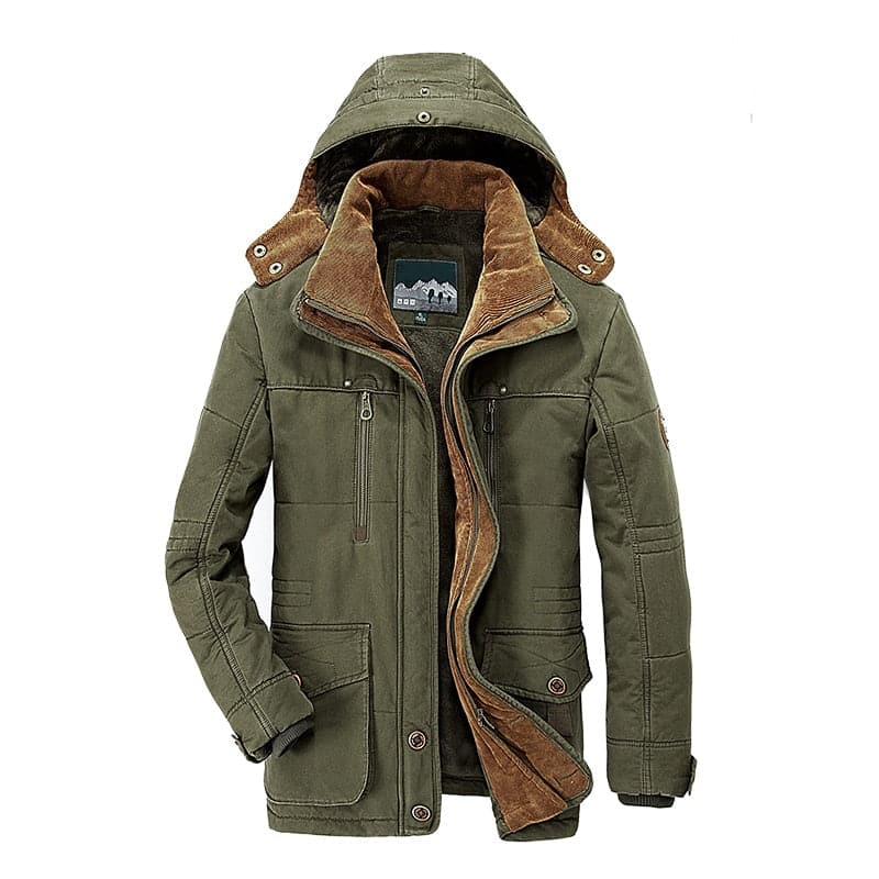 Stylish men's mid-length parka jacket with hood for fall & winter. Casual outerwear, great for everyday & travel.