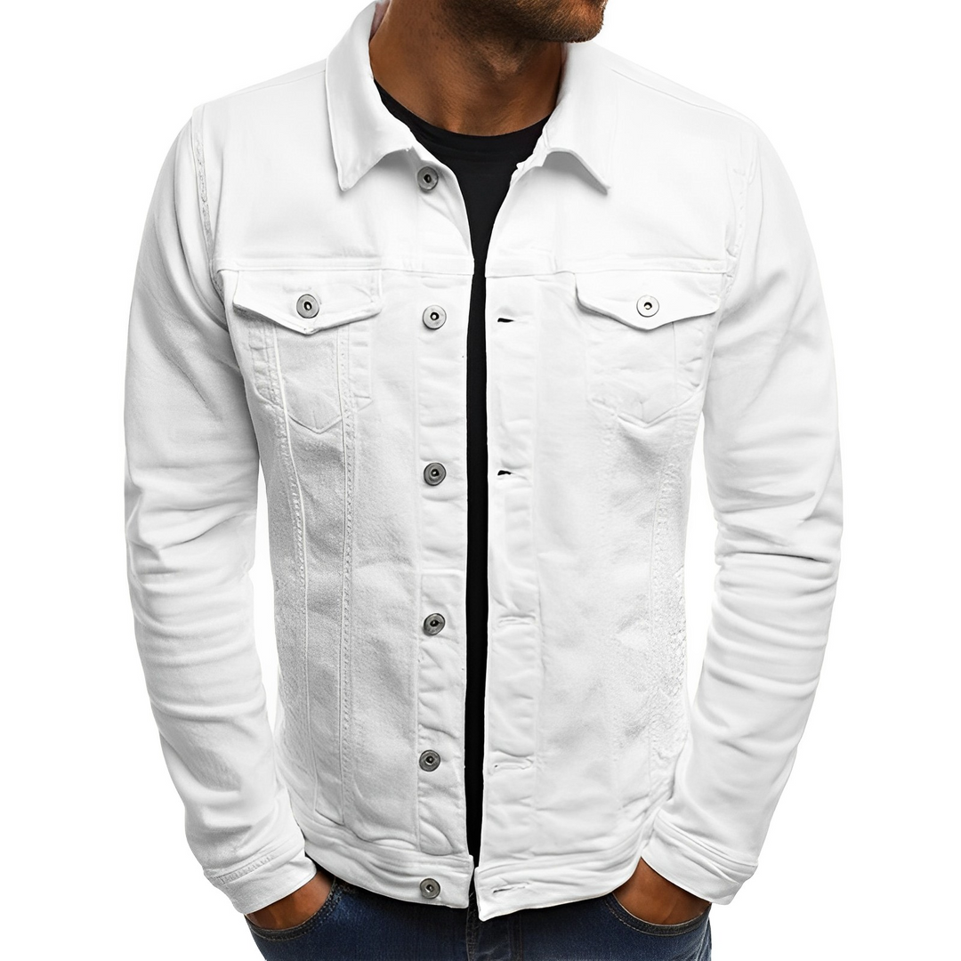 Lightweight men's summer jacket with button-up front, offering classic style and versatile casual outerwear.