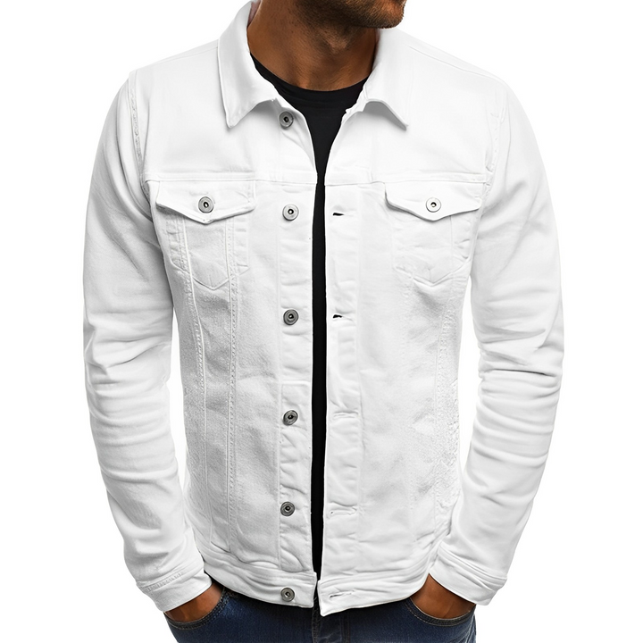 Lightweight men's summer jacket with button-up front, offering classic style and versatile casual outerwear.