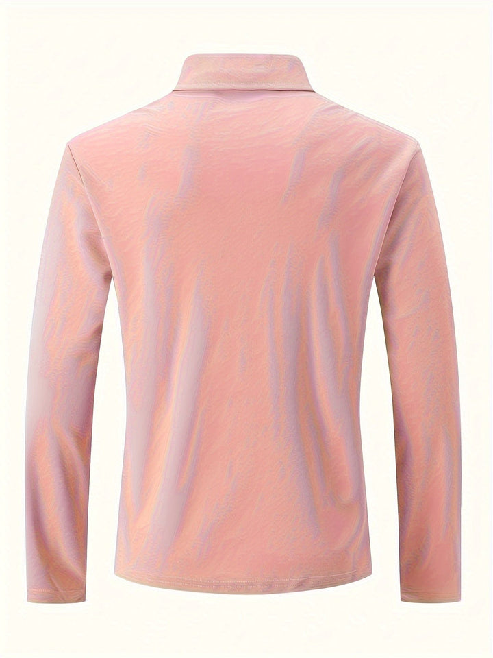 Versatile men's long-sleeve polo, new button-down shirt, soft cotton blend for daily fashion