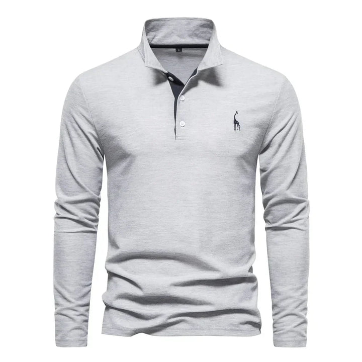 Men's classic long sleeve polo shirt for smart casual everyday style. Versatile menswear top.