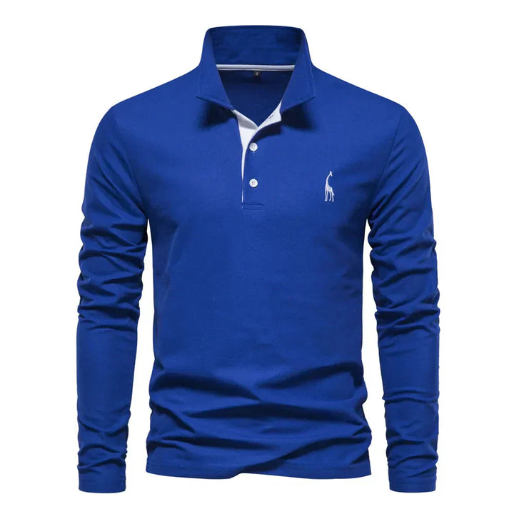 Classic men's fashion long sleeve polo shirt. Ideal for a versatile, comfortable smart casual look.