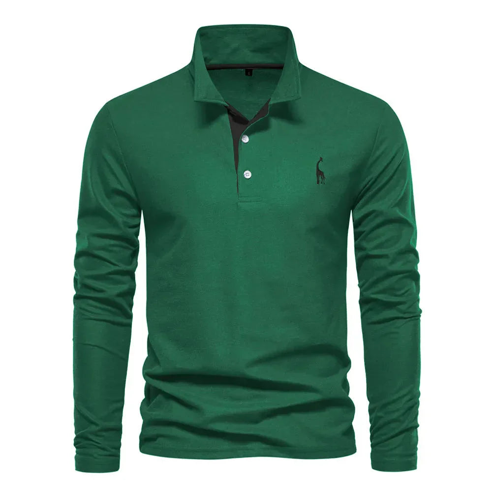 Menswear classic long sleeve polo shirt with button-up design. Essential for casual & smart everyday style.