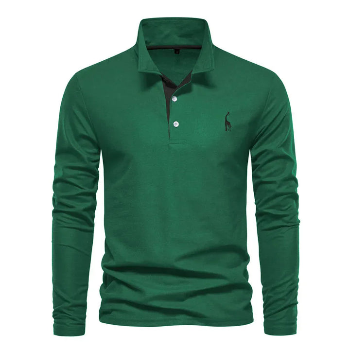 Menswear classic long sleeve polo shirt with button-up design. Essential for casual & smart everyday style.