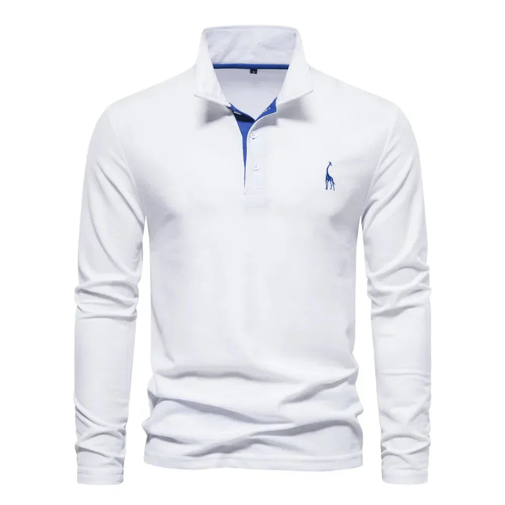 Sophisticated men's long sleeve polo. A classic button-up shirt for smart casual occasions and everyday wear.