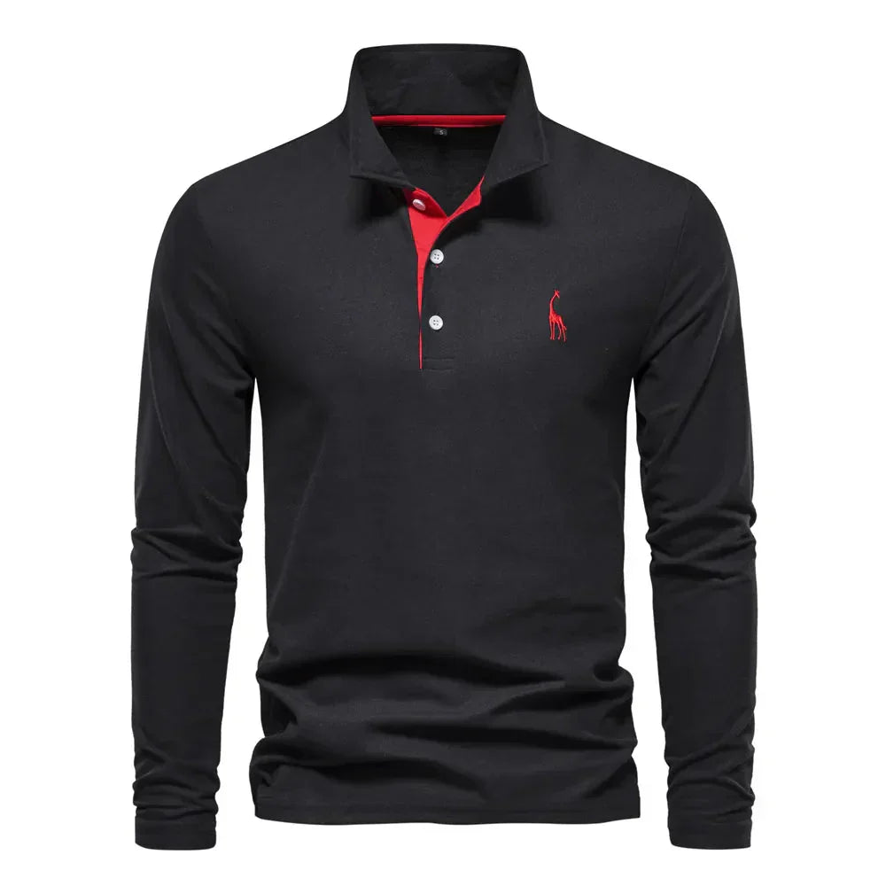 High-quality men's classic long sleeve polo. An essential, versatile shirt for casual and smart everyday fashion.