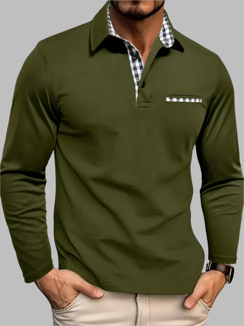 Everyday men's long-sleeve polo shirt with classic style, made from breathable fabric.