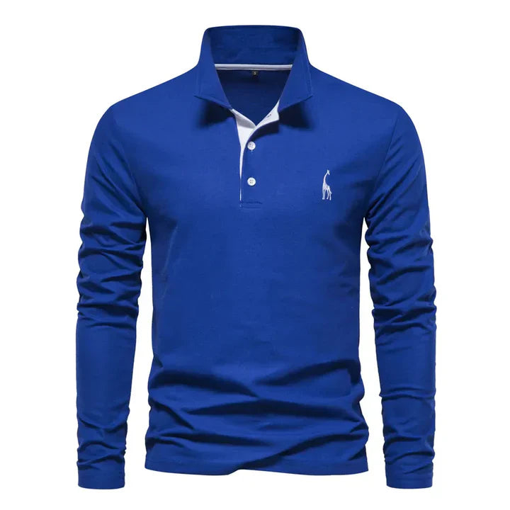 Regular fit men's long sleeve polo with a classic button placket, a versatile top for casual wear.