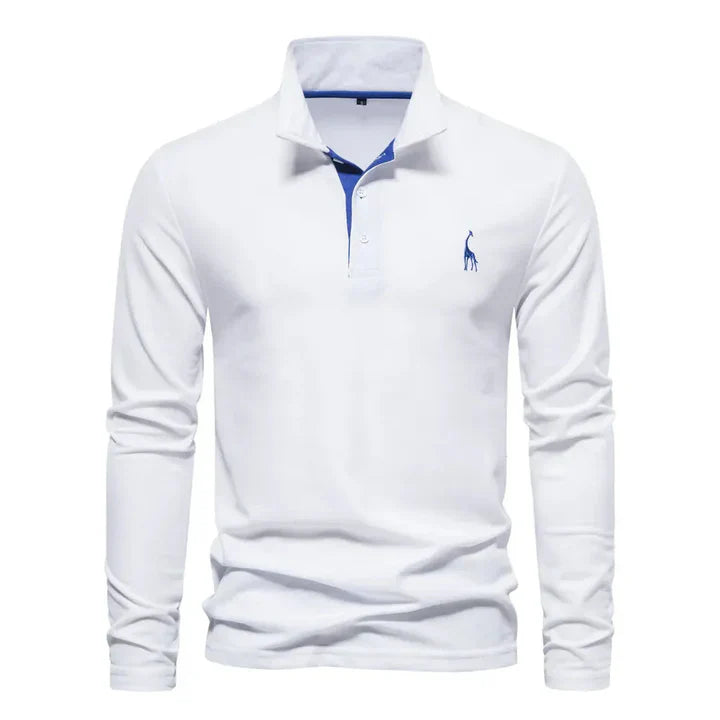 Timeless mens long sleeve polo, solid color & regular fit, a versatile button placket casual shirt.