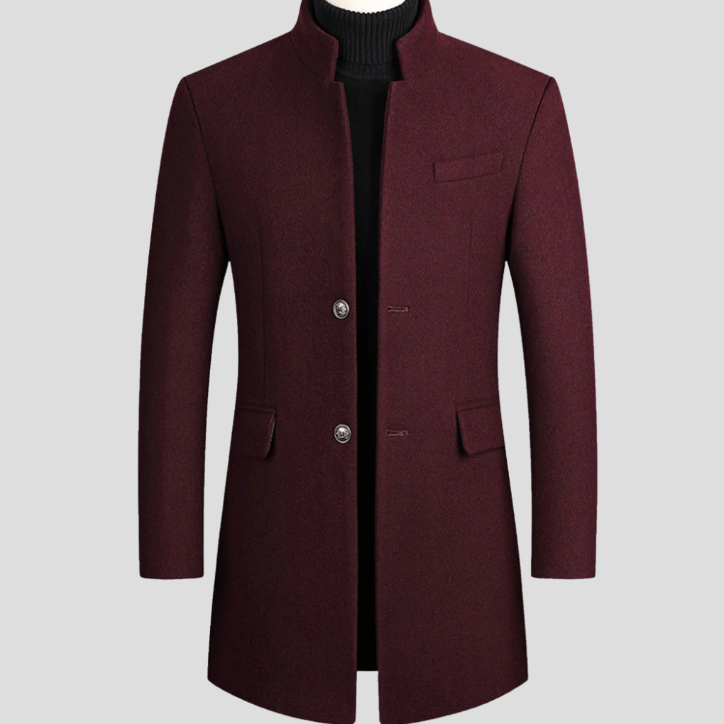 Men's classic longline coat in a refined style, perfect for formal or smart casual winter fashion.