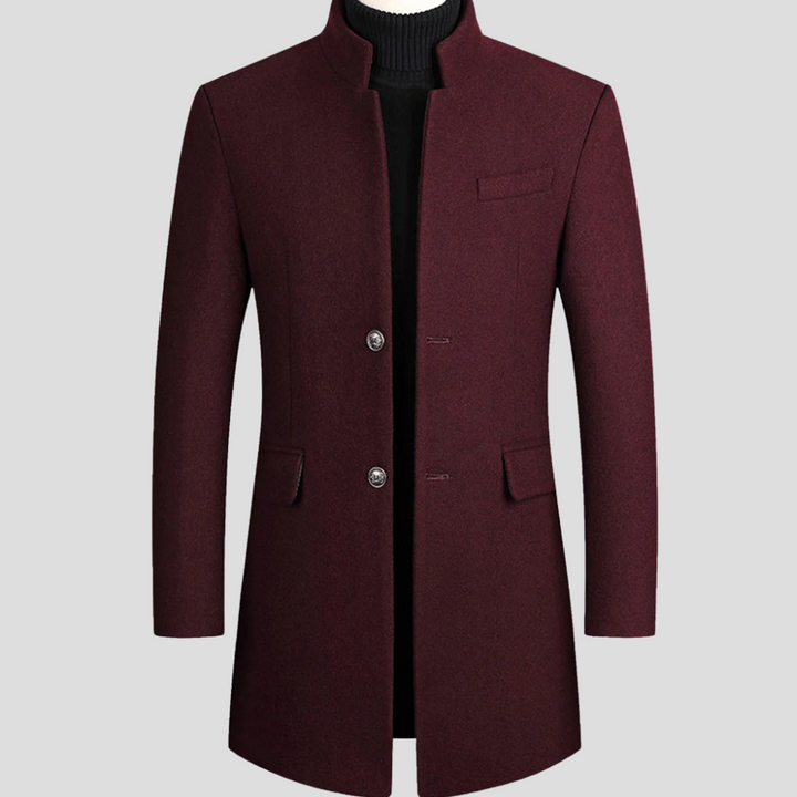 Men's classic longline coat in a refined style, perfect for formal or smart casual winter fashion.