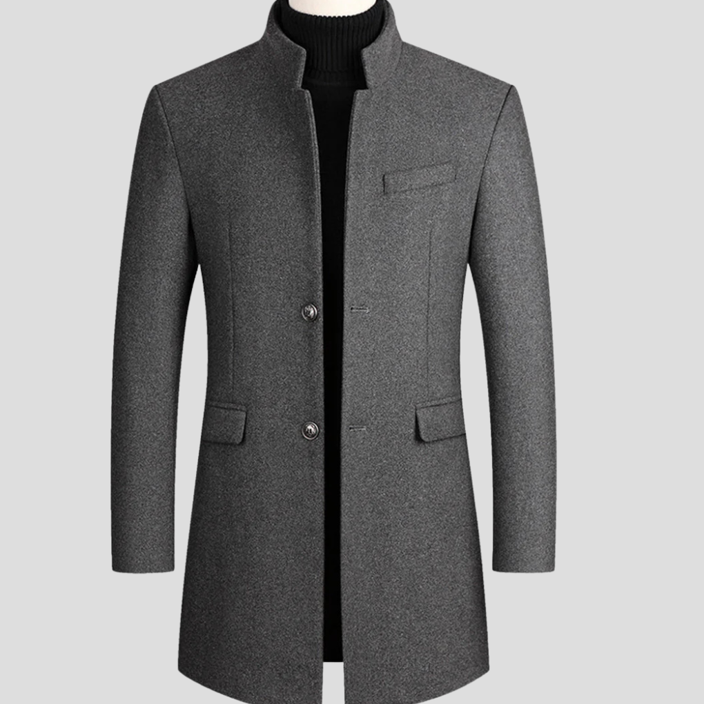 Elegant men's longline winter coat, ideal for sophisticated outerwear and refined formal fashion.