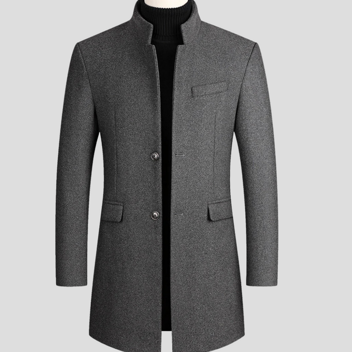 Elegant men's longline winter coat, ideal for sophisticated outerwear and refined formal fashion.