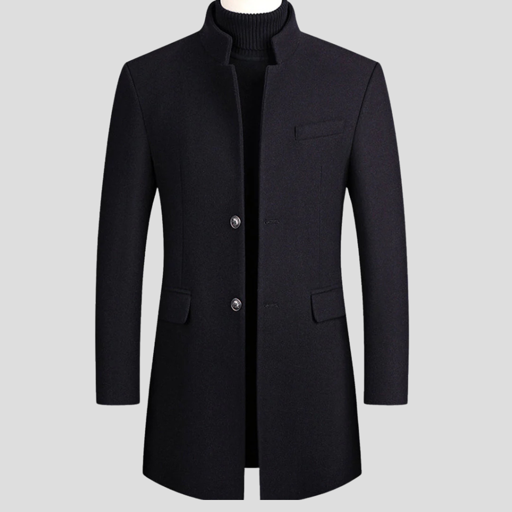 Modern men's classic longline winter coat for elegant outerwear and sophisticated smart casual style.